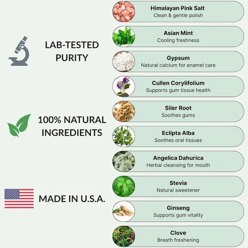 Vista 5 de Polvo dental Gum Health, para dientes sensibles con ginseng, menta y clavo de olor, suministro para 6 meses, fabricado en Estados Unidos, fórmula
