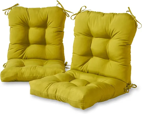 Vista 56 de Cojines para silla de exterior con bisagras, diseño de una sola pieza, cojín reversible para asiento y respaldo de patio con lazos, tela de Aloha