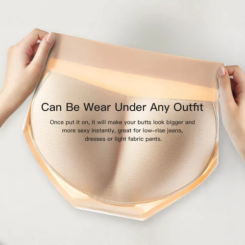 Vista 4 de MEIYATING Bragas para levantar glúteos para mujer, sin costuras, con relleno de látex, realzador de cadera