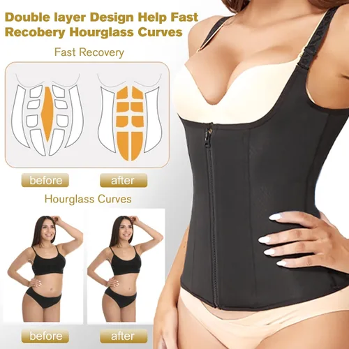 Vista 7 de Waist Trainer Women Cincher Corset - Vest Trimmer Body Shaper - Shapewear Sports Girdle Sweat Belt Tank Top with Strap