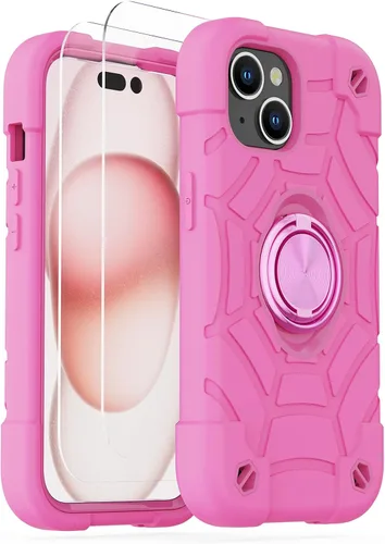 Vista 30 de KCJ Funda para iPhone SE 2022/2020, iPhone 8/7/6/6S, con [2×Protectores de Pantalla][Soporte de Anillo] Silicona Suave+PC Duro Protección Completa