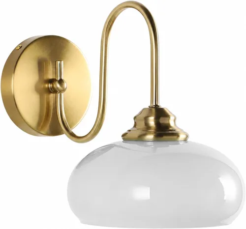 Vista 11 de KCO Lighting Aplique de Pared Rosa Dorado Cepillado Accesorios de Luz para Baño Lámpara de Pared de Globo de Vidrio Aplique de Pared Moderno