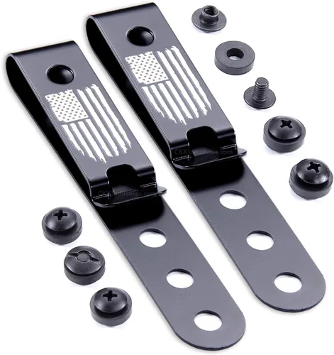 Vista 29 de HolsterSmith - Clip universal de metal para cinturón para hacer fundas, modelo 5, (3 agujeros), color negro táctico