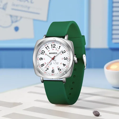 Vista 2 de BOSHIYA Mujer Easy Reader 1.417 in Reloj Correa de cuero Relojes (blanco)