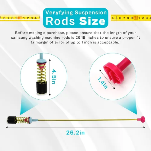 Vista 4 de Barra de suspensión DC97-16350T para lavadora de carga superior Samsung - Compatible con WA50R5400AV/US WA45T3200AW/A4 WA45T3400AV/A4 WA5451ANW/XAA