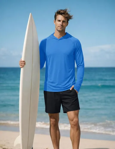 Vista 2 de KEFITEVD Sudadera con capucha de manga larga para hombre con protección solar UPF 50+ SPF de secado rápido Azur