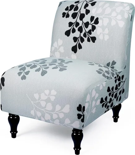 Vista 22 de Iauddy Funda para Silla de Acento Slipper sin Brazos Slipcover, Elástica de Spandex Extraíble Tela Jacquard Funda Antideslizante para Silla de Beige