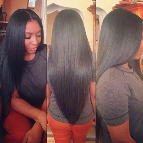 Vista 11 de Subella 3 manojos de cabello humano brasileño lacio, grado 10A, virgen, sin procesar, color negro natural (8, 10, 12 pulgadas)