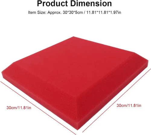 Vista 2 de Alomejor Acoustic Panels 12 Pack, High Density Sound Absorbing Foam (Red)