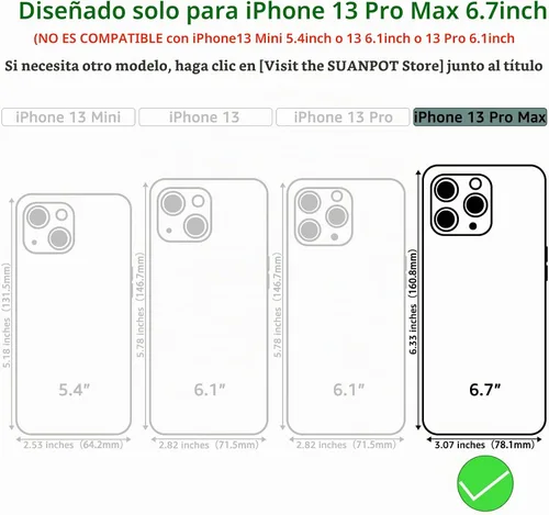 Vista 2 de SUANPOT Funda tipo cartera para iPhone 13 Pro Max 6.7 5G con bloqueo RFID, tarjetero y tarjetero, de piel sintética, a prueba de golpes, para Apple