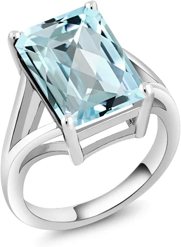 Vista 14 de Gem Stone King Anillo de compromiso solitario con piedra preciosa de corte esmeralda de 0.551 x 0.394 in para mujer, plata de ley 925, anillo