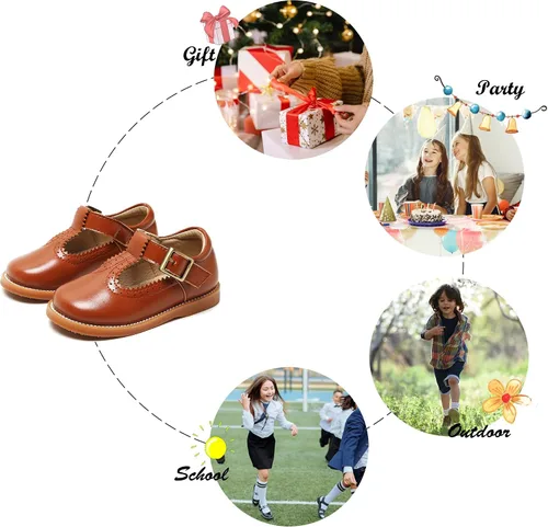 Vista 4 de Felix & Flora - Zapatos de vestir para niña pequeña, tipo Mary Jane, zapatos planos tipo ballet, para una Pascua florida, para fiesta, para niñas