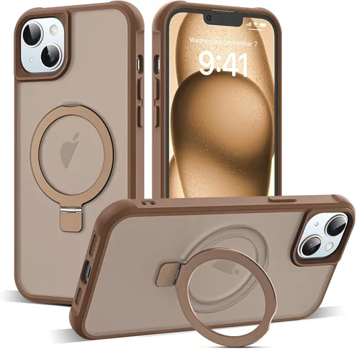Vista 85 de SKYLMW - Funda compatible con iPhone 11 de 6.1 pulgadas, con soporte magnético invisible tipo anillo, funda translúcida de grado militar, compatible