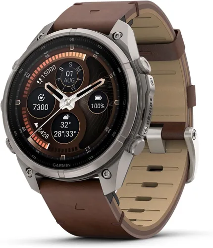 Vista 28 de Garmin fēnix® 9 Pro, titanio, 1.850 in, naranja otoño/naranja chispa