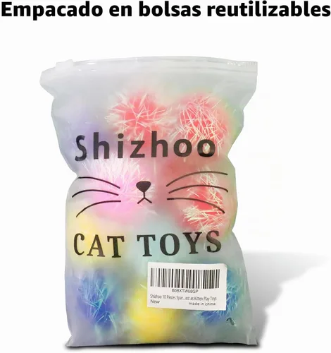 Vista 3 de 30 bolas de pompones brillantes de 1.2 pulgadas para gatos, bolas interactivas con purpurina, multicolor, lo mejor como juguetes de juego