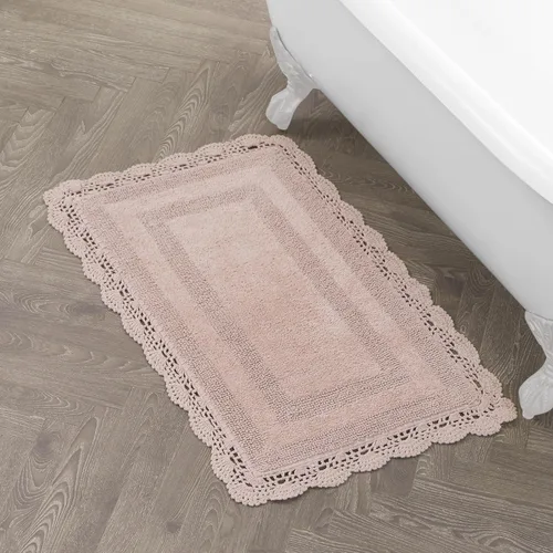 Vista 19 de Laura Ashley Alfombra de baño de algodón de ganchillo 17x24 in, Aqua