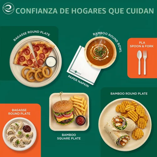 Vista 8 de ECO SOUL Cuencos de bambú de 7 onzas, compostables, resistentes