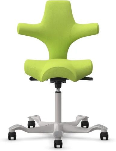 Vista 4 de HAG Capisco - Silla Sit to Stand con marco plateado, tapizada, color verde brillante Verde (Bright Green)