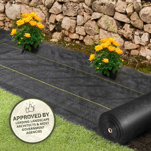 Vista 6 de Dewitt Pro-5 Tela Paisajística Tejida con Barrera contra Malezas, 5 oz, Negro, 3' x 250' - Control de Crecimiento de Servicio Pesado, Cubierta
