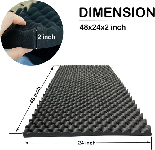 Vista 4 de 4 PCS Paneles Acústicos, 48''X24''X2'' Paneles de Pared de Espuma Insonorizante Tipo Huevera, Espuma de Alta Densidad Ignífuga para Cancelación