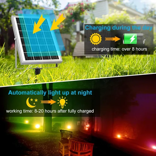 Vista 2 de MEIHUA Focos solares que cambian de color para exteriores, 6 en 1, iluminación solar de paisaje, focos RGB con control remoto, IP66, luces solares