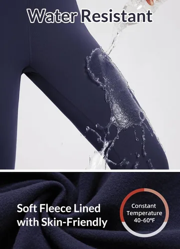 Vista 31 de baleaf Leggings con forro polar para mujer, impermeables, pantalones de senderismo de invierno, mallas térmicas para correr, bolsillos