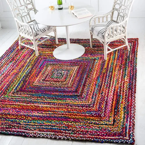 Vista 38 de Unique Loom Colección Trenzada Chindi - Alfombra de área (1 pie 2 pulgadas x 6 pies 1 pulgada, pasillo, multi/azul)
