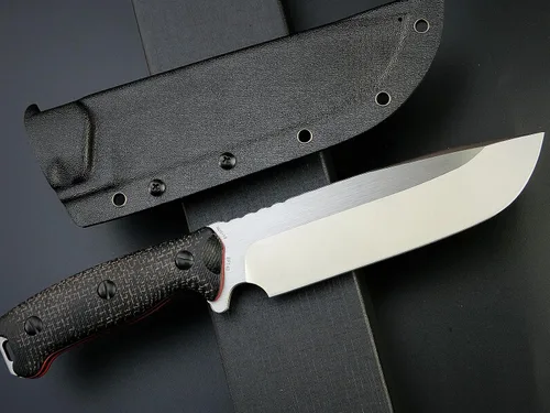 Vista 3 de Eafengrow EF143 Cuchillo de hoja fija con hoja de acero AUS-10, mango de Micarta, tanga completa, herramienta EDC, cuchillo recto para trabajo Negro