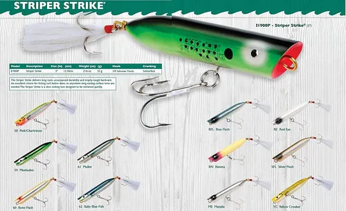 Vista 3 de Creek Chub Striper Strike - Señuelo de pesca de fundición larga de hundimiento lento, grado de agua salada