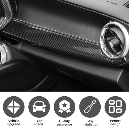 Vista 3 de Cubierta de panel frontal Co-Pilot de fibra de carbono para salpicadero, compatible con Chevrolet Camaro 2017-2024