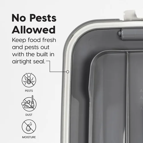 Vista 7 de IRIS USA Contenedor de almacenamiento de comida para perros con ruedas, tapa hermética, cuchara de 2 tazas, almacenamiento de alimentos