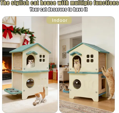 Vista 8 de Casa aislada para gatos al aire libre con forro