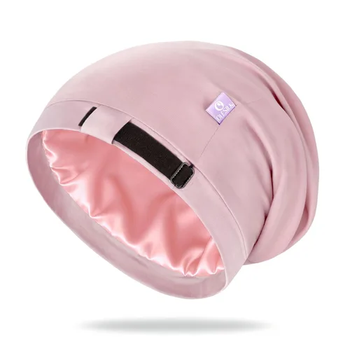 Vista 14 de OLESILK Gorro de seda para cabello rizado, gorro de seda para dormir, unisex, mediano, negro