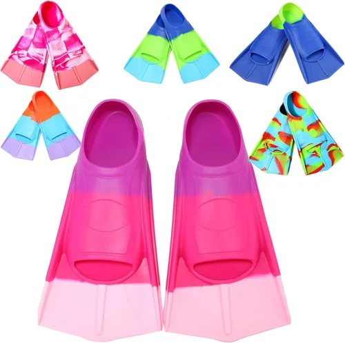 Vista 20 de Aletas de Natación para Niños, Aletas Cortas Cómodas para Natación de Vueltas y Entrenamiento para Niños, Niñas, Niños, Principiantes
