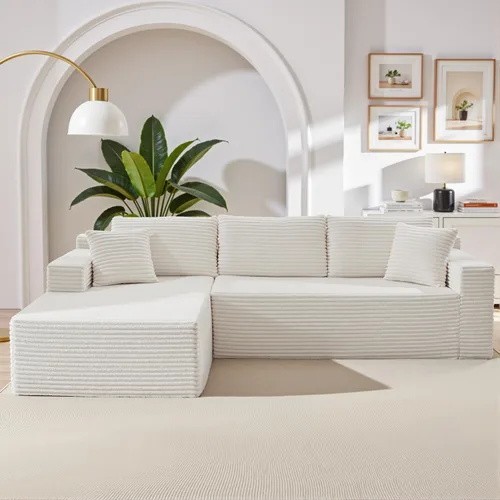 Vista 16 de Sofá seccional modular de 110", sofá seccional Cloud con asiento profundo, sofás tapizados sin huesos para sala de estar, sofá modular moderno
