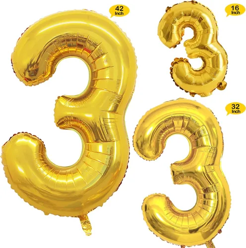Vista 2 de Goer, conjunto de globos de papel aluminio para decoraciones de cumpleaños, globos de las letras de feliz cumpleaños y de números Oro
