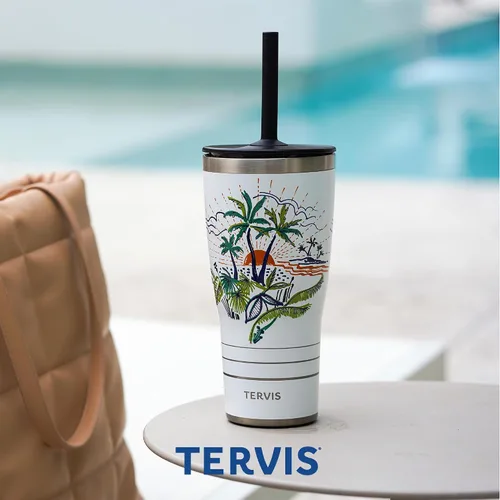 Vista 7 de Tervis Traveler - Vaso aislado de acero inoxidable con triple pared y recubrimiento en polvo, mantiene las bebidas frías y calientes, 30 onzas
