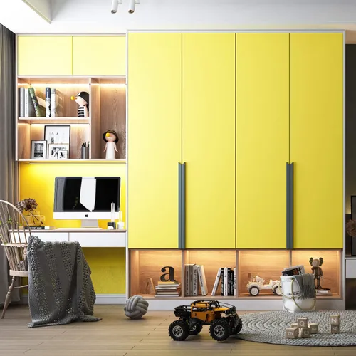 Vista 3 de FunStick Papel Tapiz Amarillo Brillante Adhesivo y Despegable para Dormitorio de Niños Papel de Contacto Amarillo Mate Despegar y Pegar Papel Tapiz