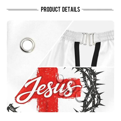 Vista 3 de ALAZA Capa de peluquería profesional de 55 x 65 pulgadas, diseño de cruz cristiana de Jesús impermeable, con cierre a presión, para hombres y mujeres