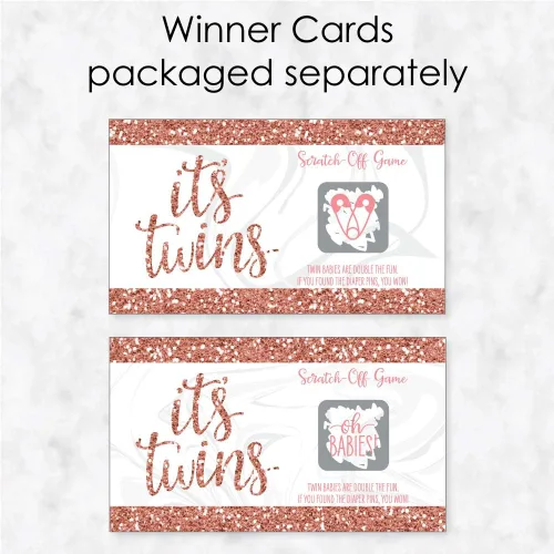Vista 3 de Big Dot of Happiness It's Twin Girls - Juego de tarjetas raspar para baby shower, color rosa y oro rosa, 22