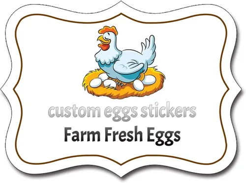 Vista 6 de (3.8 x 1.7 pulgadas) Etiquetas adhesivas personalizadas para cartón de huevos frescos de granja, etiquetas adhesivas personalizadas de huevo