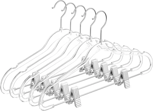 Vista 28 de MIZGI - Perchas premium de terciopelo negro para pantalones con clips ajustables (paquete de 20) Perchas delgadas para faldas - Perchas Negro/Negro