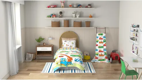 Vista 8 de Richard Scarry's Busy World Book - Ropa de cama para niños, edredón de microfibra súper suave reversible, Individual/Matrimonial