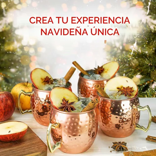 Vista 2 de PG Moscow Mule Tazas – Tamaño grande 19 onzas – Juego de 2 tazas martilladas – Forro de acero inoxidable – Chapado en cobre puro – Mango de latón