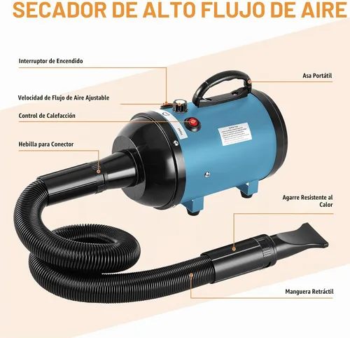 Vista 4 de NESTROAD Secador de perros para aseo de mascotas, secador de pelo de perro Azul cielo