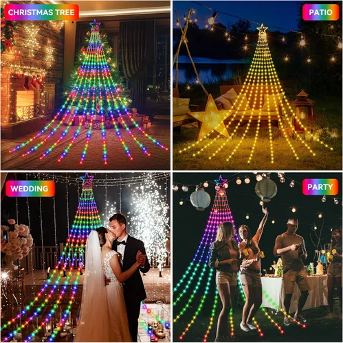 Vista 7 de Cadena de Luces de Navidad que Cambian de Color, 335 LED RGB con Control Remoto y Temporizador, Luces de Árbol de Navidad Impermeables