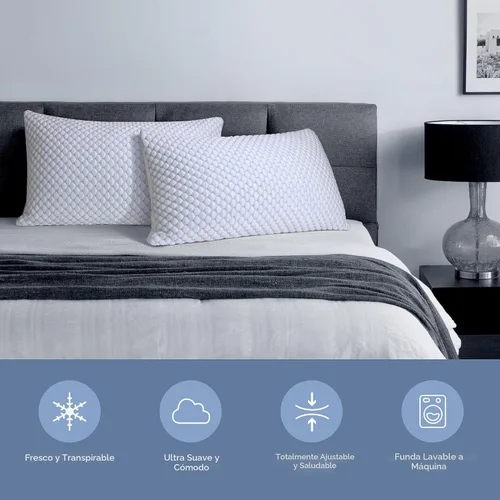 Vista 5 de OSBED Almohada refrescante de espuma viscoelástica triturada, tamaño estándar, loft ajustable con cuentas de gel y funda de Tencel transpirable