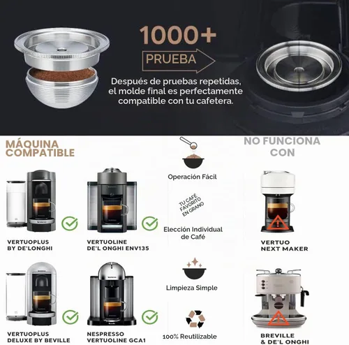Vista 3 de Cápsula de café, cápsulas de café (2.7 fl oz) compatible con Vertuoplus plus, para vertuoline GCA1, para Delonghi ENV 135 máquina de café Cápsulas
