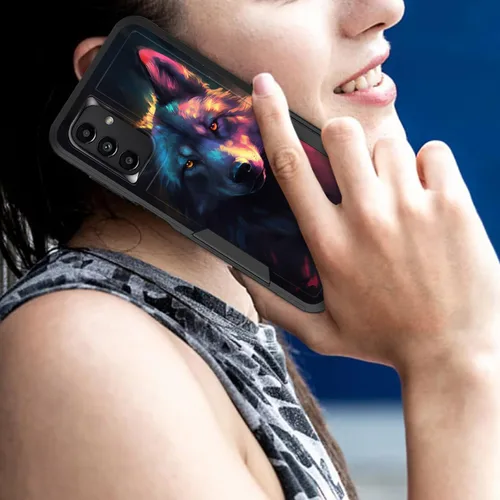 Vista 7 de Funda protectora para Galaxy A13 5G, doble capa híbrida resistente a prueba de golpes, policarbonato duro, silicona suave, TPU, funda protectora