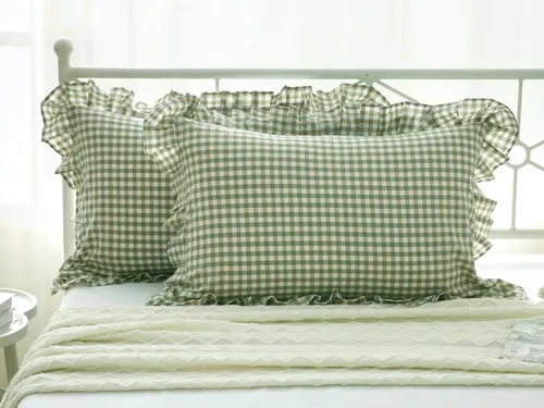 Vista 26 de Fundas de almohada cuadradas a cuadros en blanco y negro con volantes, fundas de almohada a cuadros, fundas de almohada de gingham, fundas